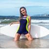 imagebeautyin Swimsuit Women Boyleg One Piece Water Aerobic Competitive Bathing SuitYellowNavy