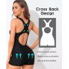 imagebeautyin Women Athletic One Piece Boyleg Racerback Swimming Suits Bathing SuitAll Black