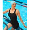 imagebeautyin Women Athletic One Piece Boyleg Racerback Swimming Suits Bathing SuitAll Black