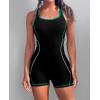 imagebeautyin Women Athletic One Piece Boyleg Racerback Swimming Suits Bathing SuitAqua