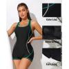 imagebeautyin Women Athletic One Piece Boyleg Racerback Swimming Suits Bathing SuitAqua