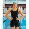 imagebeautyin Women Athletic One Piece Boyleg Racerback Swimming Suits Bathing SuitAqua