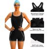 imagebeautyin Women Athletic One Piece Boyleg Racerback Swimming Suits Bathing SuitBlack