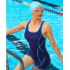 imagebeautyin Women Athletic One Piece Boyleg Racerback Swimming Suits Bathing SuitNavy