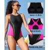 imagebeautyin Women Athletic One Piece Swimsuit Racerback Slimming Lap Bathing SuitPinkBlack