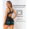 imagebeautyin Women Boyleg One Piece Athletic Racerback Swimsuit Print Bathing SuitBlack