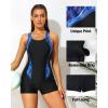 imagebeautyin Women Boyleg One Piece Athletic Racerback Swimsuit Print Bathing SuitRoyal Blue