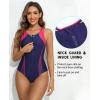 imagebeautyin Women Front Zip One Piece Swimsuit Athletic Racerback Lap Bathing SuitHot PinkNavy