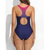 imagebeautyin Women Front Zip One Piece Swimsuit Athletic Racerback Lap Bathing SuitHot PinkNavy