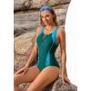 imagebeautyin Women Front Zip One Piece Swimsuit Athletic Racerback Lap Bathing SuitTurquoiseGreen