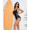 imagebeautyin Women One Piece Athletic Lap Swimming Competition Racing SwimsuitBlackGrey