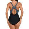imagebeautyin Women One Piece Athletic Lap Swimming Competition Racing SwimsuitBlackGrey