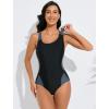 imagebeautyin Women One Piece Athletic Lap Swimming Competition Racing SwimsuitBlackGrey
