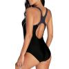 imagebeautyin Women One Piece Athletic Lap Swimming Competition Racing SwimsuitGrayBlack