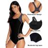 imagebeautyin Women One Piece Athletic Lap Swimming Competition Racing SwimsuitGrayBlack