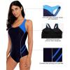 imagebeautyin Women One Piece Athletic Lap Swimming Competition Racing SwimsuitNavyBlue