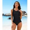 imagebeautyin Women One Piece Athletic Racerback Swimsuit Modest Sport Bathing SuitBlack