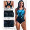 imagebeautyin Women One Piece Athletic Racerback Swimsuit Modest Sport Bathing SuitBlackAqua