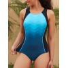 imagebeautyin Women One Piece Athletic Racerback Swimsuit Modest Sport Bathing SuitPeacock Blue