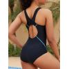 imagebeautyin Women One Piece Athletic Racerback Swimsuit Modest Sport Bathing SuitPeacock Blue