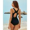 imagebeautyin Women One Piece Athletic Racerback Swimsuit Modest Sport Bathing SuitPrinted AquamarineBlack