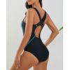 imagebeautyin Women One Piece Athletic Racerback Swimsuit Modest Sport Bathing SuitPrinted BlueBlack