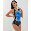 imagebeautyin Women One Piece Athletic Racerback Swimsuit Modest Sport Bathing SuitPrinted BlueBlack