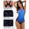 imagebeautyin Women One Piece Athletic Racerback Swimsuit Modest Sport Bathing SuitStripeBlack