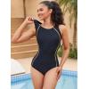 imagebeautyin Women One Piece Athletic Racerback Swimsuit Modest Sport Bathing SuitYellowBlack
