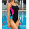 imagebeautyin Women One Piece Athletic Swimsuit Competition Bathing Suit Lap SwimmingBlack Pink  Blue