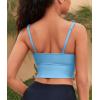 imagebeautyin Women Padded Mesh Bikini Top Only Crop Top Adjustable Straps Swim TopBlue