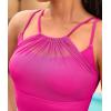 imagebeautyin Women Padded Mesh Bikini Top Only Crop Top Adjustable Straps Swim TopHot Pink