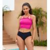 imagebeautyin Women Padded Mesh Bikini Top Only Crop Top Adjustable Straps Swim TopHot Pink