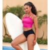 imagebeautyin Women Padded Mesh Bikini Top Only Crop Top Adjustable Straps Swim TopHot Pink