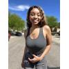 imagebeautyin Women Tank Top with Shelf Bra Racerback Workout Yoga Tops UndershirtBlack GreyShelf Bra