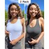 imagebeautyin Women Tank Top with Shelf Bra Racerback Workout Yoga Tops UndershirtGrey WhiteShelf Bra