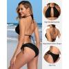 imagebeautyin Women Two Piece Halter Padded Bikini Swimsuits Keyhole Cutout SwimwearBlack