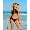 imagebeautyin Women Two Piece Halter Padded Bikini Swimsuits Keyhole Cutout SwimwearBlack