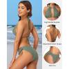 imagebeautyin Women Two Piece Halter Padded Bikini Swimsuits Keyhole Cutout SwimwearOlive Green