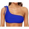 imagebeautyin Women Two Piece Halter Padded Bikini Swimsuits Keyhole Cutout SwimwearOne Shoulder Blue