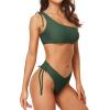 imagebeautyin Women Two Piece Halter Padded Bikini Swimsuits Keyhole Cutout SwimwearOne Shoulder Green