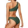 imagebeautyin Women Two Piece Halter Padded Bikini Swimsuits Keyhole Cutout SwimwearOne Shoulder Green