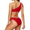 imagebeautyin Women Two Piece Halter Padded Bikini Swimsuits Keyhole Cutout SwimwearOne Shoulder Red