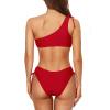 imagebeautyin Women Two Piece Halter Padded Bikini Swimsuits Keyhole Cutout SwimwearOne Shoulder Red