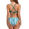 imagebeautyin Women Two Piece Halter Padded Bikini Swimsuits Keyhole Cutout SwimwearPeacock Blue