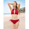 imagebeautyin Women Two Piece Halter Padded Bikini Swimsuits Keyhole Cutout SwimwearRed
