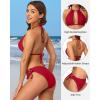 imagebeautyin Women Two Piece Halter Padded Bikini Swimsuits Keyhole Cutout SwimwearRed