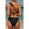 imagebeautyin Women Two Piece Halter Padded Bikini Swimsuits Keyhole Cutout SwimwearRuffle Black