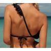 imagebeautyin Women Two Piece Halter Padded Bikini Swimsuits Keyhole Cutout SwimwearRuffle Black