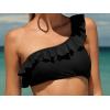 imagebeautyin Women Two Piece Halter Padded Bikini Swimsuits Keyhole Cutout SwimwearRuffle Black